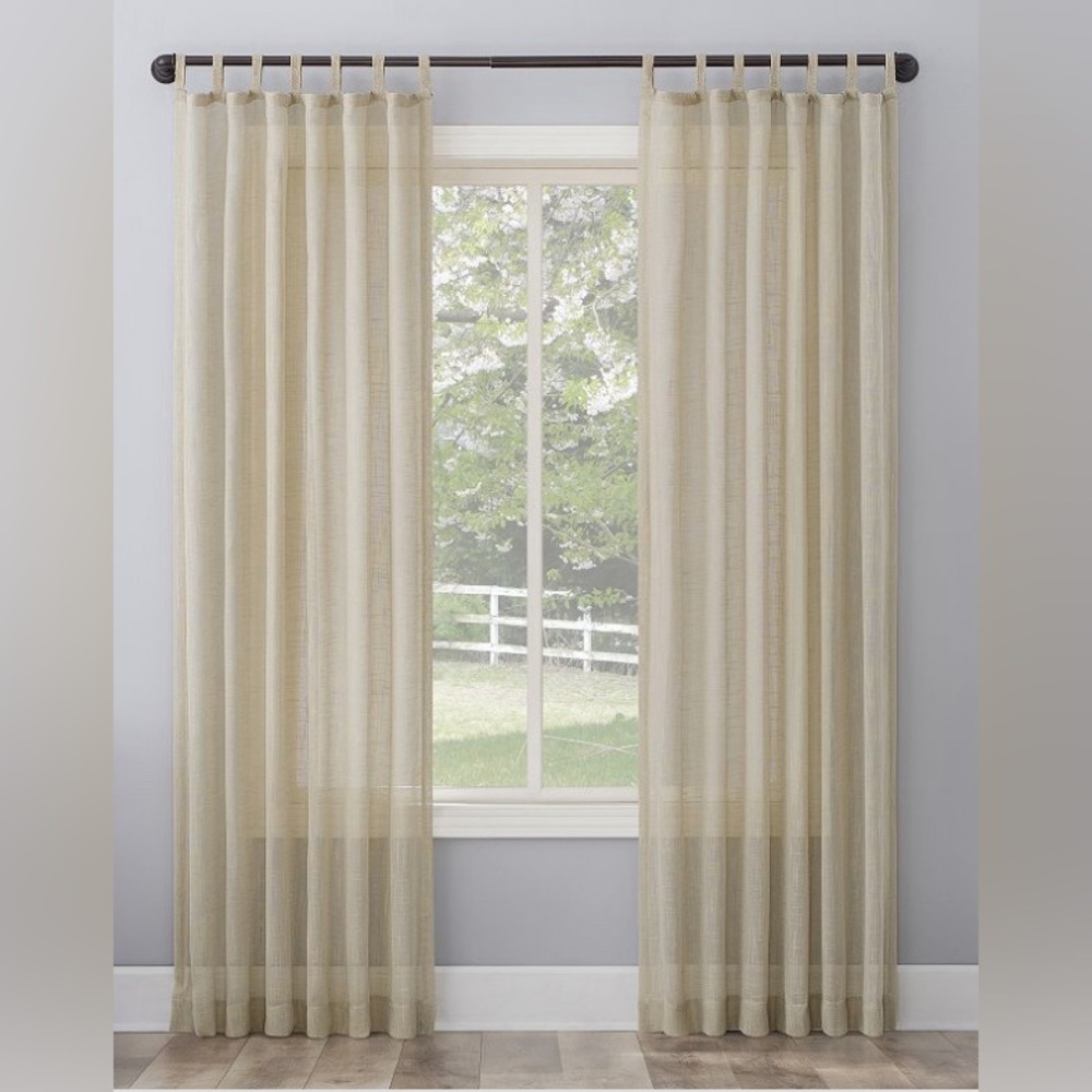 No 918 Ceri Linen Semi-Sheer Light Filtering Texture Tab Top Curtain 84”x50” New